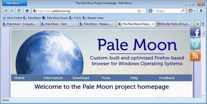 Pale Moon Navegador Descargar 2025 para Windows y Linux