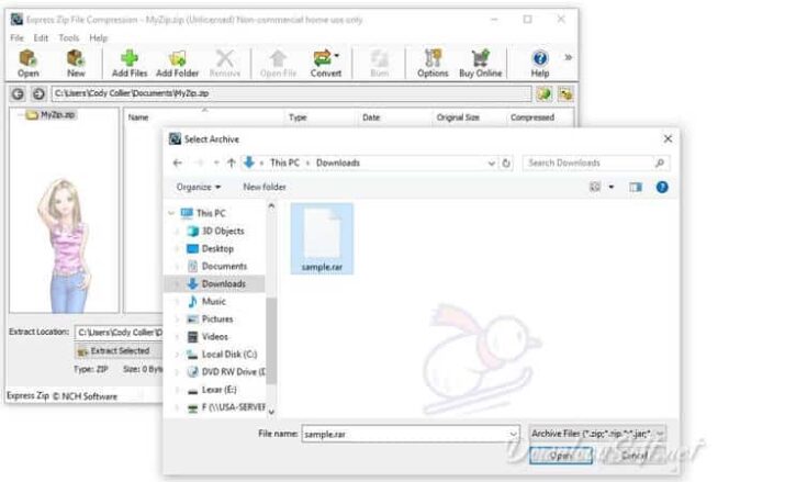 express zip file compression software free download